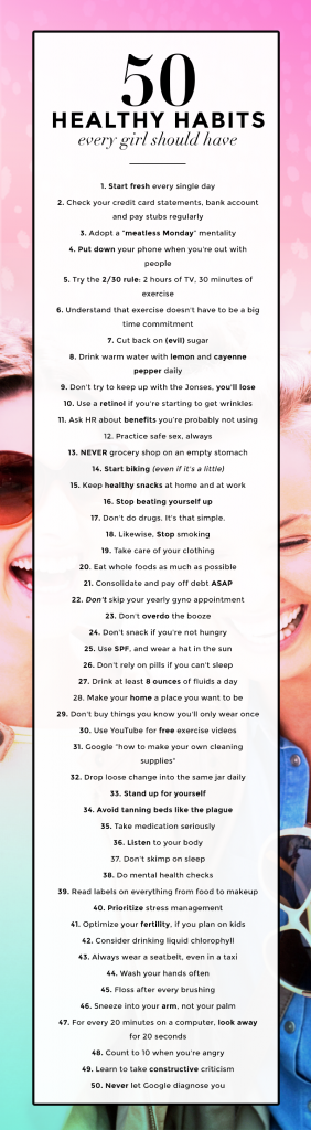 50 healthy habits every girl should have