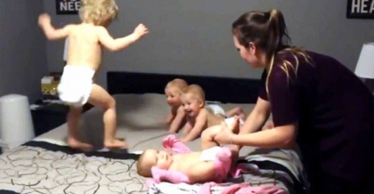 Mom vs triplets + toddler