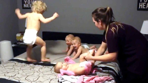 Mom vs triplets + toddler